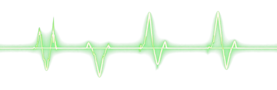 Green neon electrocardiogram line - medical clipart for overlay