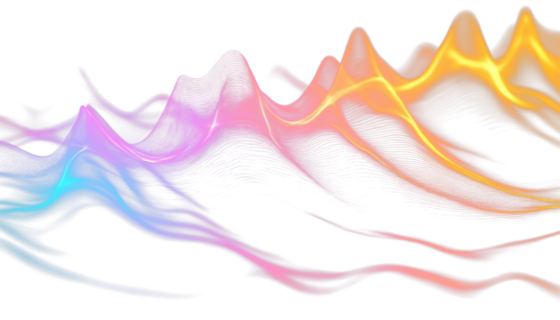 Sound rainbow semi-transparent wave for overlay on transparent background