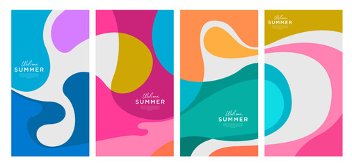 Colorful floral vector card and banner set design
