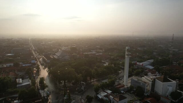 Morning Serenity Panoramic View of Pemalang City, Central Java, Indonesia