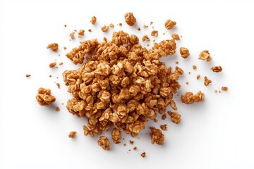 Crunchy Granola Clusters on White Background