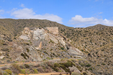 Foundry ruins in Sierra Almagrera mountain range on The Coast of Villaricos town in Cuevas de Almanzora, Almeria, Spain