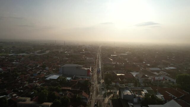 Morning Serenity Panoramic View of Pemalang City, Central Java, Indonesia