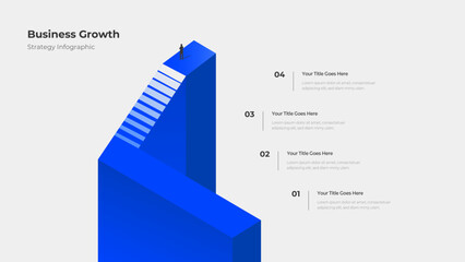Business Growth Strategy Infographic Template with 4 Steps Staircase © SlidePond Studio 