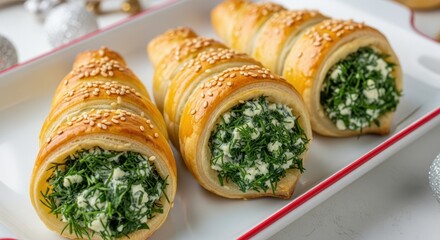 Savory pastry cones filled with creamy cheese and fresh herbs