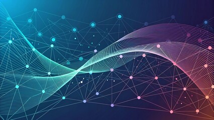 Abstract digital network flow with glowing particles