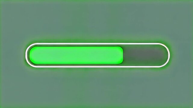 A vibrant green progress bar animates smoothly indicating a loading or completion status on a clean minimalist background perfect for user interface elements and digital concepts.