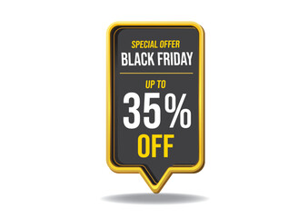 Promotional banner announcing Black Friday sale with up to 35% discount in an attractive design layout
