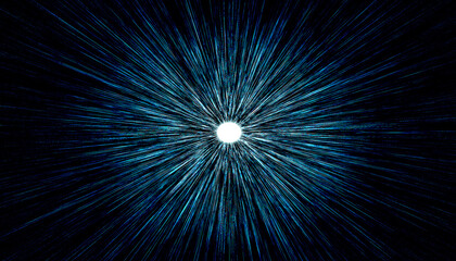 Abstract blue light explosion in dark space background