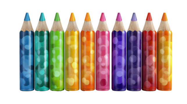 Colorful pencil graphic on a transparent background