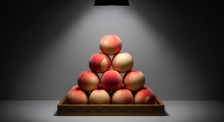 Stunning Peach Pyramid Illuminated Under Dramatic Lighting And Shadow Creation