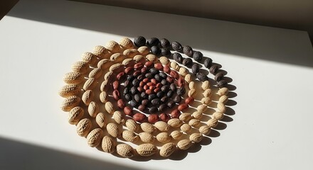 Stunning Peanut Arrangement Featuring Diverse Varieties, Creating Elegant Spiral Design