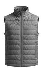 Sleeveless quilted vest with a high collar.