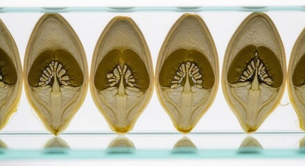 Stunning Sectioned Seed Pod Displaying Delicate Internal Composition and Natural Aesthetics