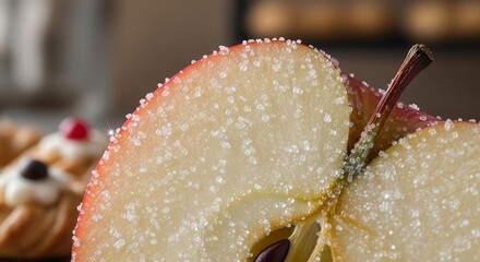 Sugared Apple Slice: A Delectable Detail Showcasing Food Photography's Sweetness
