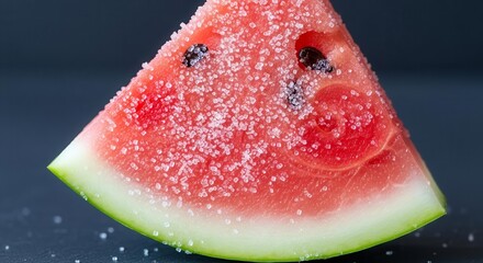 Sugared Fresh Watermelon Slice Featuring Juicy Red Flesh And Green Rind For Summer, Refreshment