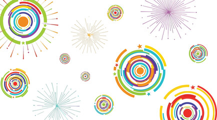 Naklejka premium Colorfulfireworksisolatedonwhitebackground