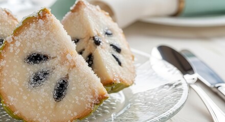 Sugary Slices Of Exotic Fruit, Resting On A Plate, Ready For Consumption, Healthy Food