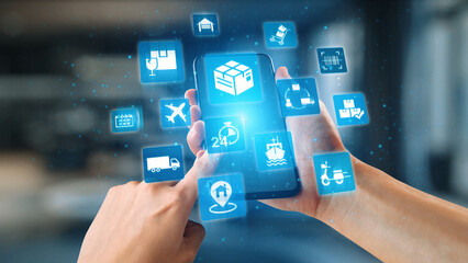 Goods delivery tracking icons show shipping, goods delivery routes, and logistics monitoring. Goods delivery tracking ensures timely goods delivery, secure handling, and accurate tracking. Gist