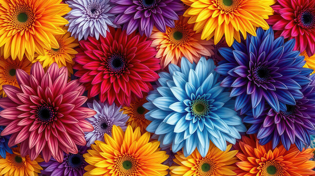 Composizione di margherite colorate. Generative AI