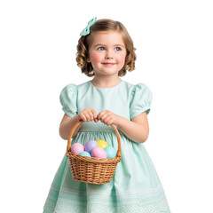 Child Holding Easter Basket in Turquoise Dress