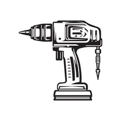 Vector illustration of electric drill sketch in simple hand drawn style