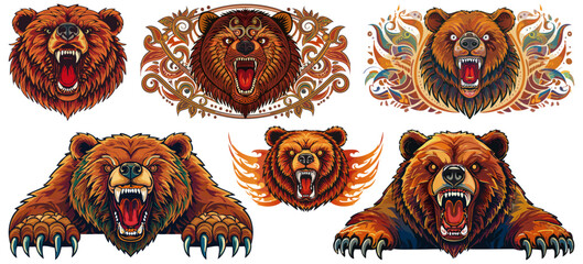 強暴な熊ベクターセットイラスト
