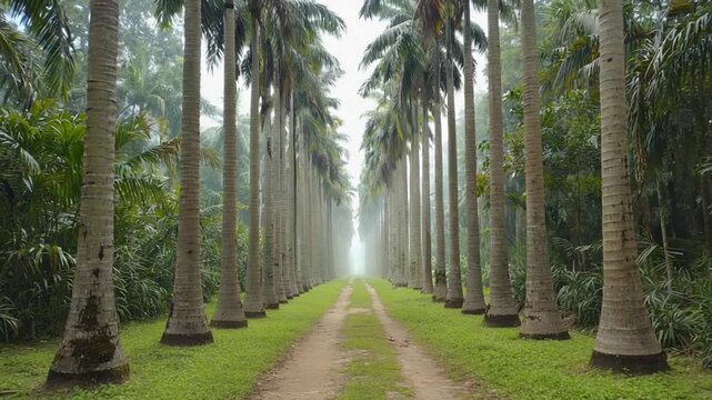 betel nut trees farm in karnataka, indian landscape video