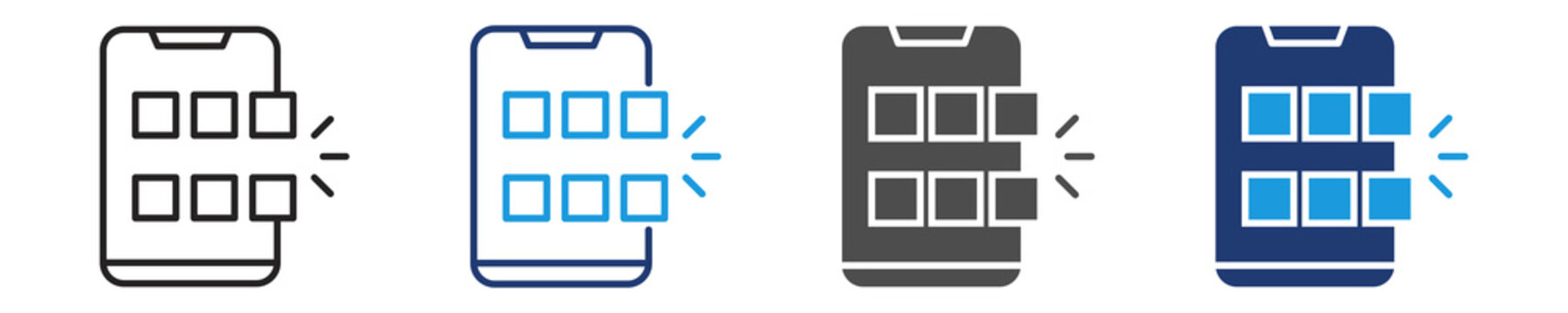 mobile apps icon set multiple style