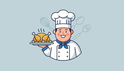 Chef Mascot Vector Culinary Expert Flat Character