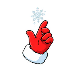 Santa's festive touch creating winter magic with a snowflake