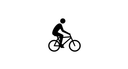 Obraz premium Man riding bicycle on street black white icon 