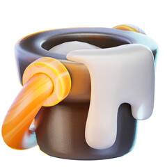 cat 3d render icon, construction illustration