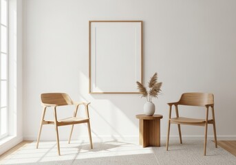 Fototapeta premium Chair minimalist interior poster frame mockup