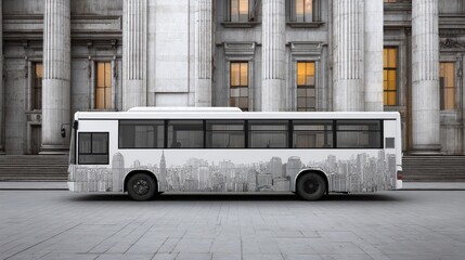 City Bus Branding Wrap Mockup with Wide Layout