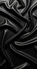 Obraz premium Elegant black silk fabric texture with smooth flowing folds design
