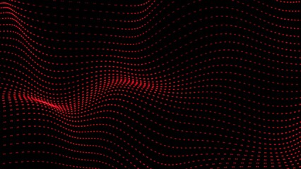 Seamless Loop of Abstract Digital Data Wave Grid Moving on Black Background | Animated High-Contrast Red Dot Array for Cyber Security, Gaming, or AI