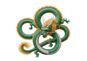Isolated lucky green dragon, Chinese Lunar New Year concept art and design element vector