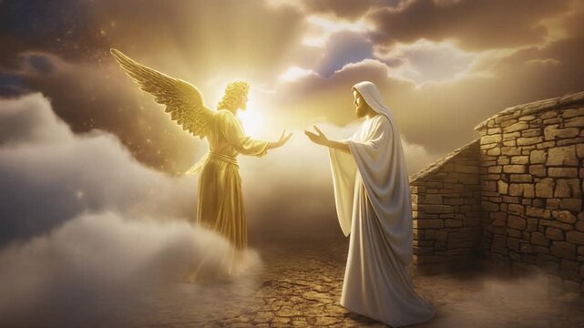 The Annunciation &mdash; Angel Gabriel Visits Mary | Luke 1:26&ndash;38 | Ancient Biblical Scene in Clouds