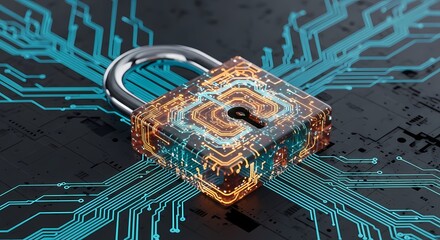 Secure digital future with glowing tech padlock safeguarding your data network
