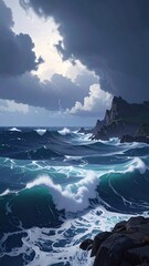 Dramatic stormy coastal scene
