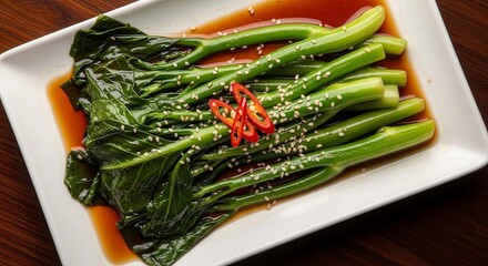Vibrant Bok Choy Dish with Chili and Sesame Seeds: A Culinary Delight