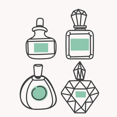 hand drawn doodle bottle perfume fragrance collection set 