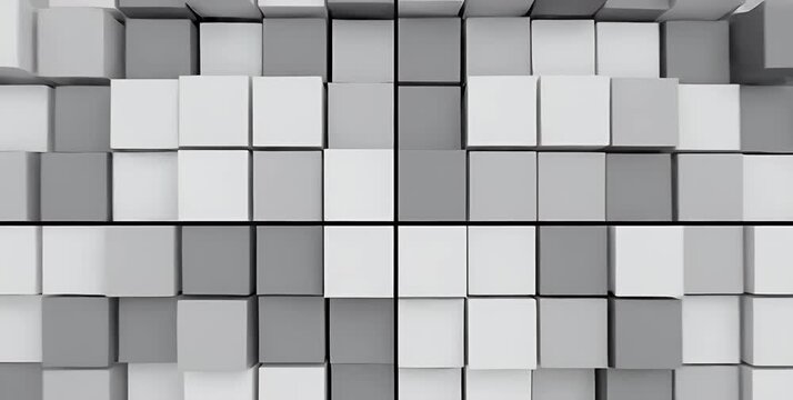 Abstract background featuring a wall of white and gray three-dimensional cubes creating a geometric pattern.