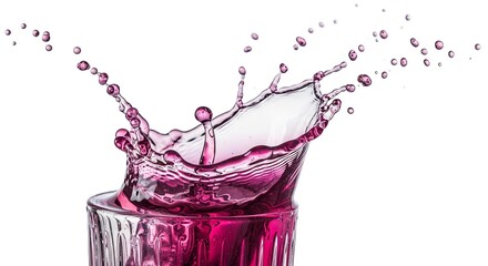 Vibrant Burst Of Liquid Forming Crown Shape After Impact With Glass Vessel