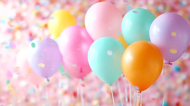 Vibrant balloons, confetti, and ribbons as a festive backdrop, festive gatherings in party designs, joyful moments in decor prep, celebration vibes with colorful layouts, event hig