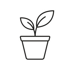 🌱 Simple Line Icon of a Young Plant Sprouting in a Flowerpot