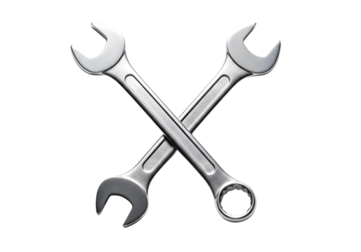 Two crossed wrenches isolated on transparent background
