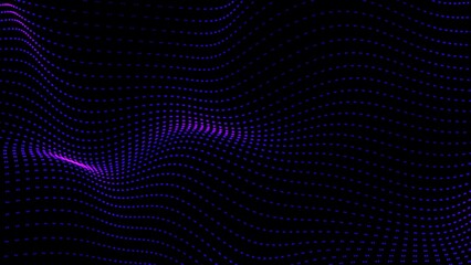 Seamless Loop of Futuristic Indigo Dot Wave Grid Moving Abstractly on Black Background | Animated Digital Mesh for Science, Deep Data, or Cyber Projects