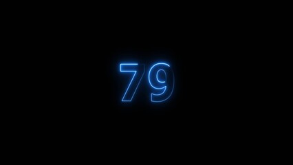 Business neon counting number 79 icon illustration background 4k.